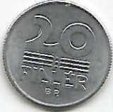 No(3) moneda-UNGARIA-20 Filler 1980