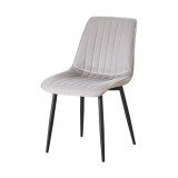 Scaun tapitat cu stofa tip catifea AB176, de living si bucatarie, cadru metalic, 88x47x42 cm, bej