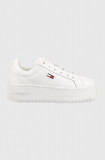 Tommy Jeans sneakers din piele Tommy Jeans Flatform Ess culoarea alb