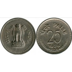 India 1974 - 25 paise, circulata