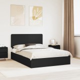 Cumpara ieftin Pat cu storage cu headboard Negru 150 x 200 cm Lemn compozit