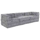 Canapea Modulară cu 3 Locuri ce devine Pat - Stofă Gri Deschis