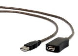 CABLU USB GEMBIRD prelungitor, USB 2.0 (T) la USB 2.0 (M), 10m, activ (permite folosirea unui cablu USB lung), black &quot;UAE-01-10M&quot; (timbru verde 0.08 l