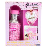 Cumpara ieftin Set sticla de apa Tweed Girabrilla , sticla cu husa tweed, breloc fashion si mini-jurnal cu paiete