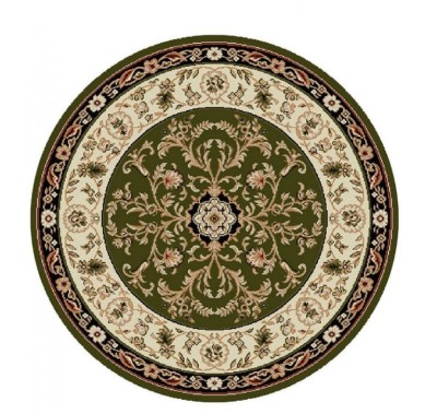 Covor Rotund Model Lotos 523-310, Marime 80 x 80 cm, Verde, Inaltime Fir 8 mm, Antialergic, Polipropilena, Living, Dormitor, Sufragerie, Birou foto