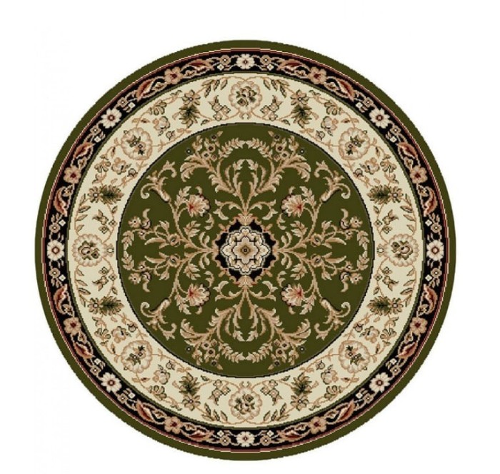 Covor Rotund Model Lotos 523-310, Marime 80 x 80 cm, Verde, Inaltime Fir 8 mm, Antialergic, Polipropilena, Living, Dormitor, Sufragerie, Birou