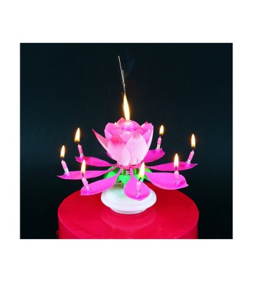 Lumanare aniversara muzicala Lotus-Culoare Roz foto