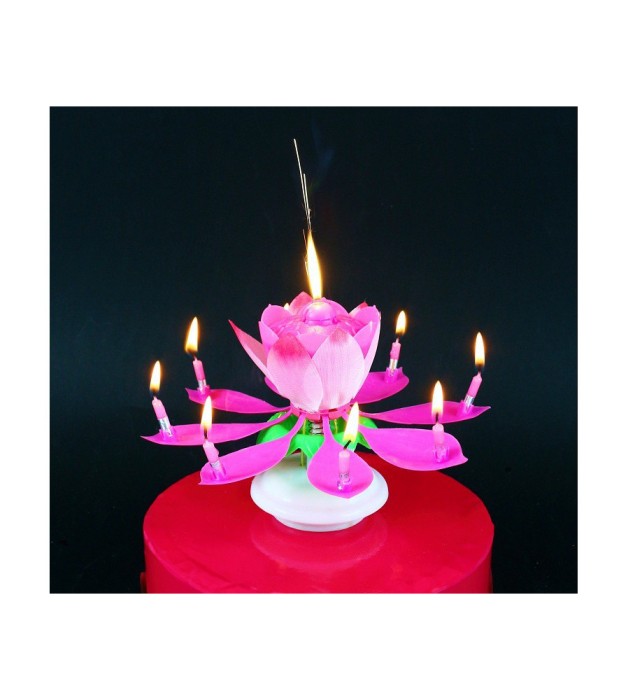 Lumanare aniversara muzicala Lotus-Culoare Roz