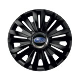 Set 4 capace roti Negre Cu Inel Cromat Royal R15 Compatibil Cu Subaru