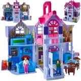 Casa de papusi pliabila cu 6 camere, mobilier si figurine