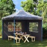 Perete Lateral Cort Antracit 3x2m, vidaXL, PE, Fereastră, Set 2 Bucăți, Impermeabil, UV