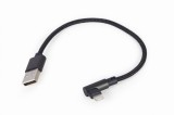 CABLU alimentare si date GEMBIRD, pt. smartphone, USB 2.0 (T) la Lightning (T) 90 grade, 0.2m, negru, &amp;quot;CC-USB2-AMLML-0.2M&amp;quot; (timbru verde 0.0