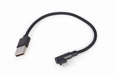 CABLU alimentare si date GEMBIRD, pt. smartphone, USB 2.0 (T) la Lightning (T) 90 grade, 0.2m, negru, &amp;quot;CC-USB2-AMLML-0.2M&amp;quot; (timbru verde 0.08 lei) foto