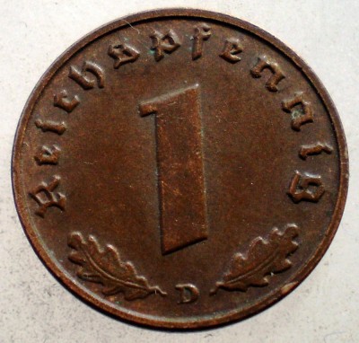 2.512 GERMANIA WWII 1 REICHSPFENNIG 1939 D foto