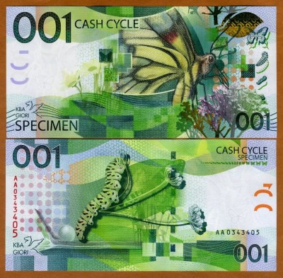 !!! KBA GIORI - TEST NOTE = FLUTURE , 001 CASH CYCLE - UNC / SPECIMEN foto