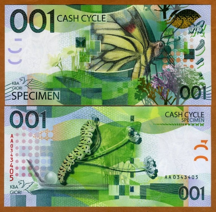 !!! KBA GIORI - TEST NOTE = FLUTURE , 001 CASH CYCLE - UNC / SPECIMEN