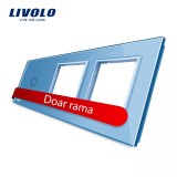 Cumpara ieftin Panou intrerupator simplu cu touch si 2 prize Livolo din sticla