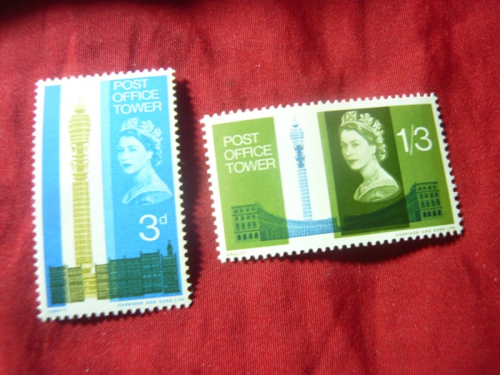 Serie Marea Britanie 1965 - Turnul Postei- , 2 valori