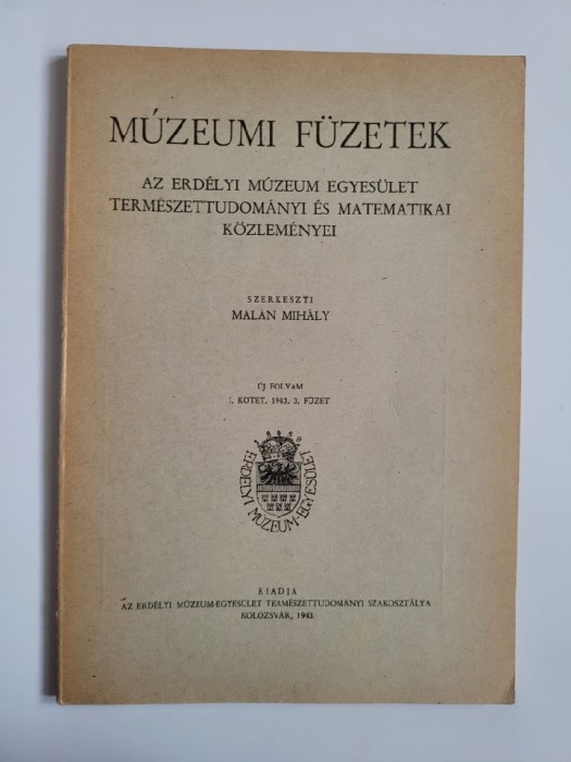 Rar Ardeal Anuar de științe naturale și matematică, Muzeul ​​Transilvaniei 1943