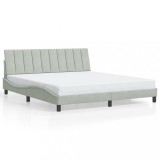 Cadru de pat fara saltea, Hanko, gri deschis, 180x200 cm, catifea