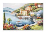 Cumpara ieftin Tablou living pictat manual, Colt de rai, peisaj de poveste, 100x70cm ulei pe panza in cutit efect 3D, Valentin Pop