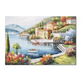Tablou living pictat manual, Colt de rai, peisaj de poveste, 100x70cm ulei pe panza in cutit efect 3D, Valentin Pop
