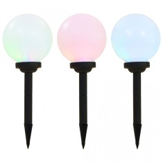vidaXL Lămpi solare de exterior cu LED, 3 buc, 20 cm, RGB, sferic foto