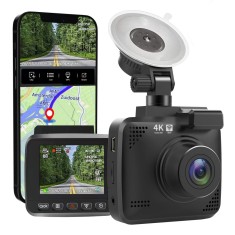 Camera auto de bord 4K ultra HD, Super night vision cu WiFi, GPS si unghi mare de filmare 170 ˚, rezolutie 3840x2160p 30fps, G-Senzor, Negru
