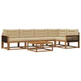 vidaXL Set de canapele de exterior cu pernă 6 pcs Natural și Bej 3382586