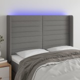 vidaXL Tăblie de pat cu LED, gri &icirc;nchis, 147x16x118/128 cm, textil 3124187