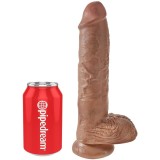 King Cock-Penis Realist cu Testicule 19.8 cm Caramel-PVC