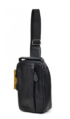 Borseta diagonala barbati de umar, din piele naturala de culoare neagra - S0973 foto