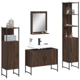 vidaXL Set dulapuri de baie, 4 piese, stejar maro, lemn prelucrat