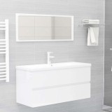 Set mobilier de baie, 2 piese, alb extralucios, PAL