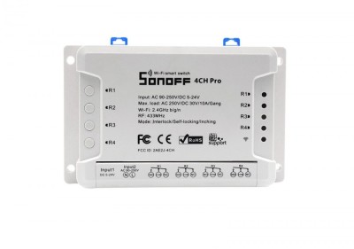 Releu smart 4 canale cu receptor RF 433.92MHz WiFi Sonoff 4CH PRO R3 foto