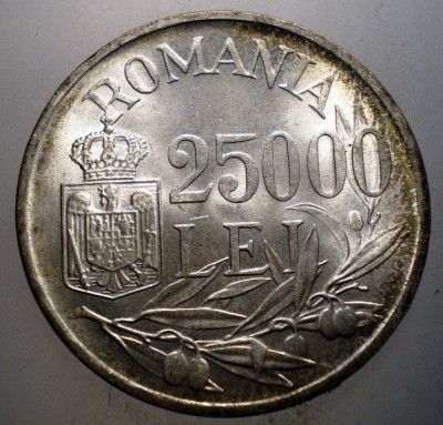 R.185 ROMANIA MIHAI I 25000 LEI 1946 XF/AUNC foto