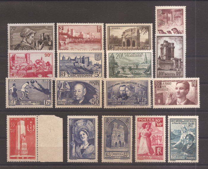 Franta 1938 - 10 serii, MNH/MH (vezi descrierea)