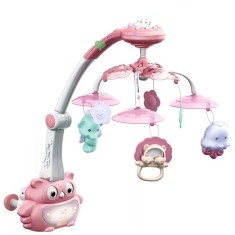Carusel muzical cu proiector si telecomanda Dream World Roz