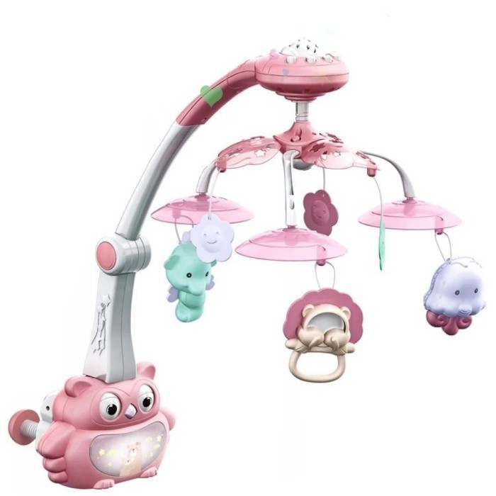 Carusel muzical cu proiector si telecomanda Dream World Roz