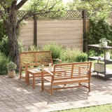 Set de canapele pentru gradina 3 buc. natural Lemn solid de tec