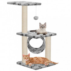Ansamblu pisici cu stalpi funie sisal gri 65 cm imprimeu labute foto