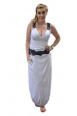 Rochie maxi, feminina culoare alb-bleumarin foto