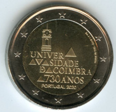 PORTUGALIA moneda 2 euro comemorativa 2020 - Univ. Coinbra, UNC foto