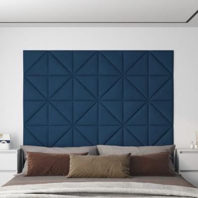 Panouri de perete, 12 buc., albastru, 30x30 cm, catifea 0,54 m&amp;sup2; GartenMobel Dekor foto