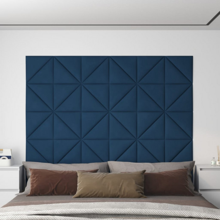 Panouri de perete, 12 buc., albastru, 30x30 cm, catifea 0,54 m&sup2; GartenMobel Dekor