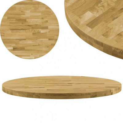 vidaXL Blat de masă, lemn masiv de stejar, rotund, 44 mm, 800 mm foto