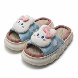 Cumpara ieftin Papuci Pillow Slipper Cloud Kitty Anti-Derapanti cu Bordura si Talpa din Spuma Foarte Usori, Albastru, 36-37