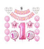 Set 21 baloane pentru aniversare petrecere HAPPY BIRTHDAY - 1 ani, Oem