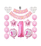 Set 21 baloane pentru aniversare petrecere HAPPY BIRTHDAY - 1 ani, Oem