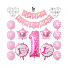 Set 21 baloane pentru aniversare petrecere HAPPY BIRTHDAY - 1 ani
